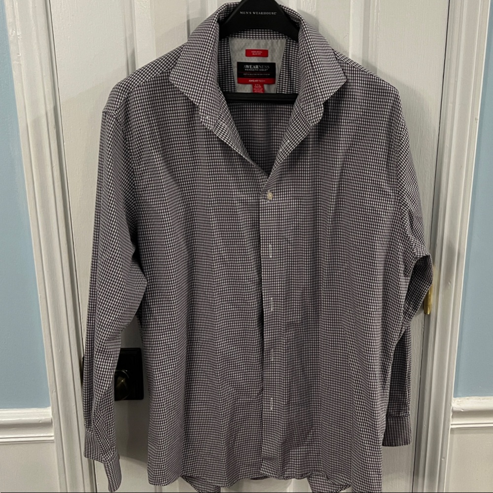 Kenneth Cole Men's Black and White Gingham Shirt